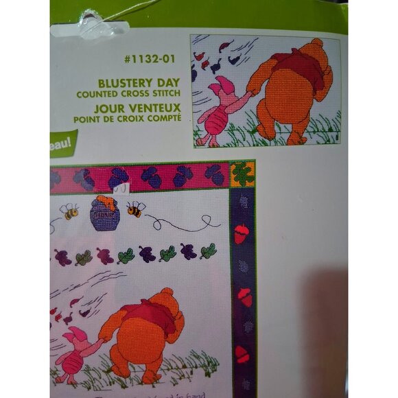 Disney Winnie The Pooh Blustery Day Counted Cross Stitch Kit 14"x19" Complete Se - Picture 2 of 8